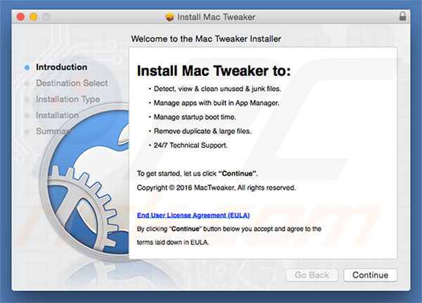 Delusive installer used to promote Mac Tweaker