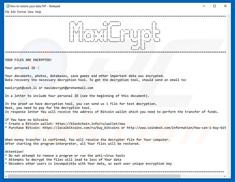 MaxiCrypt decrypt instructions