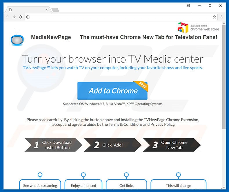Website used to promote MediaNewPage browser hijacker
