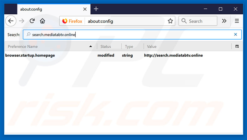 Removing search.mediatabtv.online from Mozilla Firefox default search engine