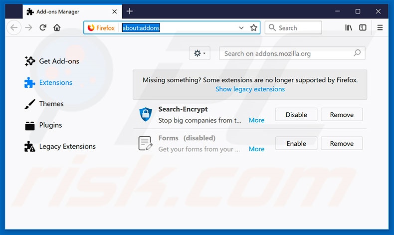 Removing search.mediatvtabsearch.com related Mozilla Firefox extensions