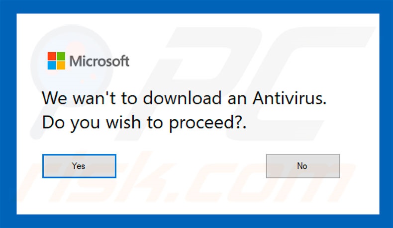 Microsoft Antivirus scam step 2