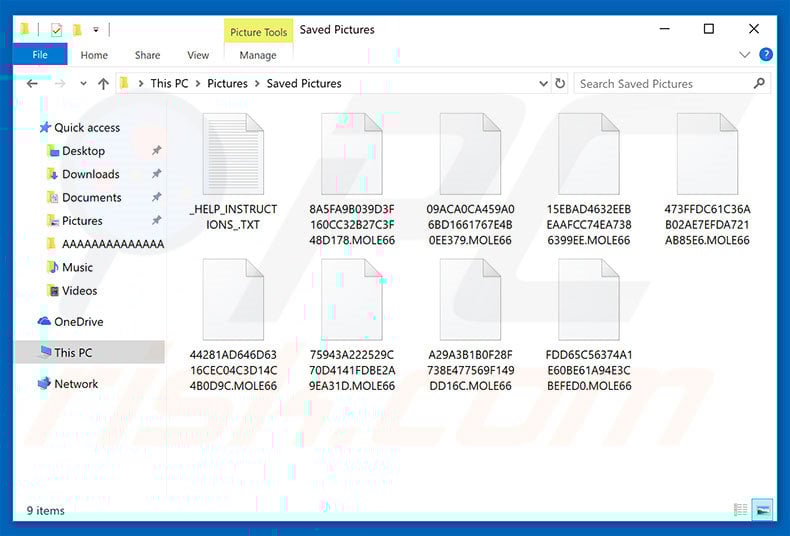 Files encrypted by MOLE66