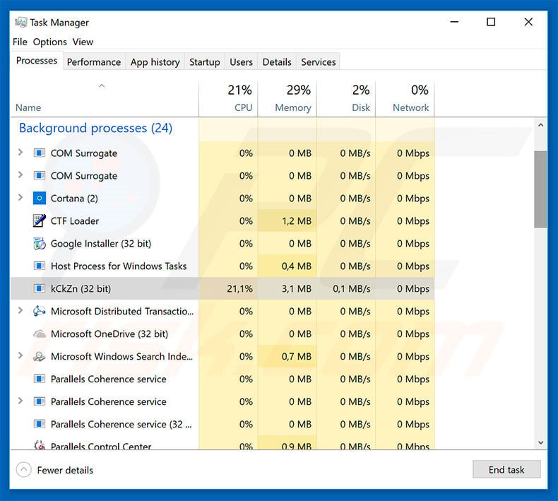 MOLE66 ransomware in task manager