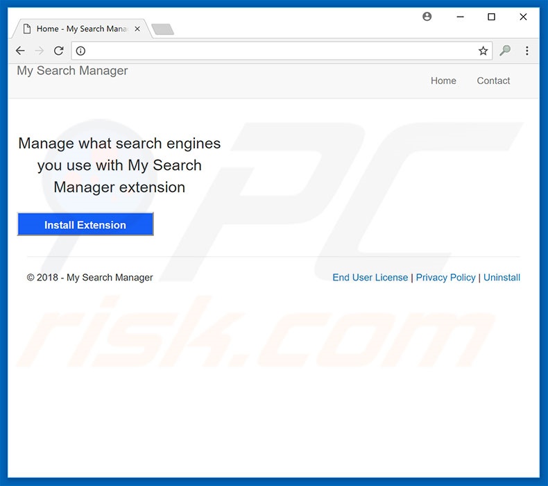 Website used to promote My Search Manager browser hijacker