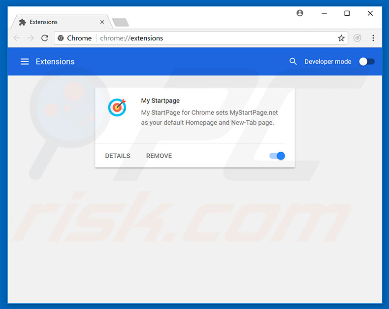 Removing mystartpage.net related Google Chrome extensions