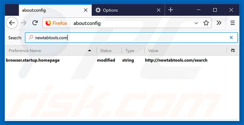 Removing newtabtools.com from Mozilla Firefox default search engine