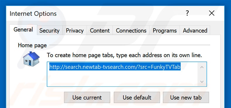 Removing search.newtab-tvsearch.com from Internet Explorer homepage