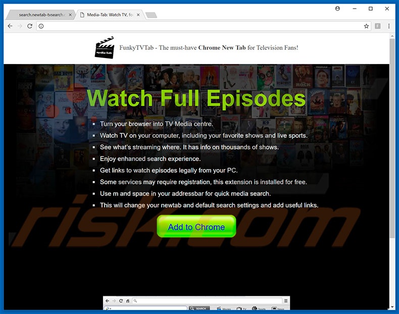 Website used to promote FunkyTVTab browser hijacker