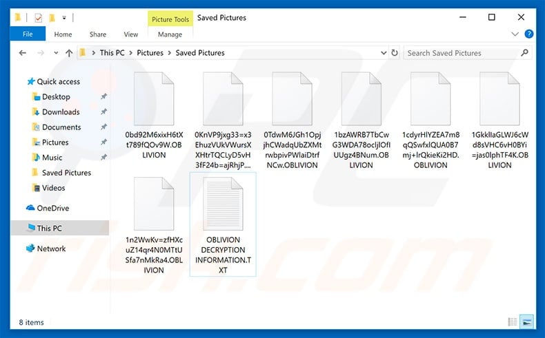 Files encrypted by OBLIVION