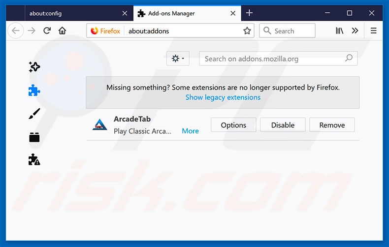 Removing okaytab.com related Mozilla Firefox extensions