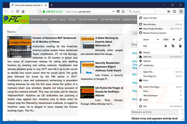 Removing You Are Using An Older Version Of Chrome ads from Mozilla Firefox step 1