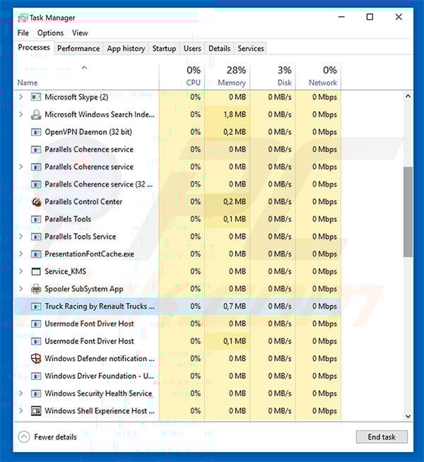 Pony virus in Task Manager