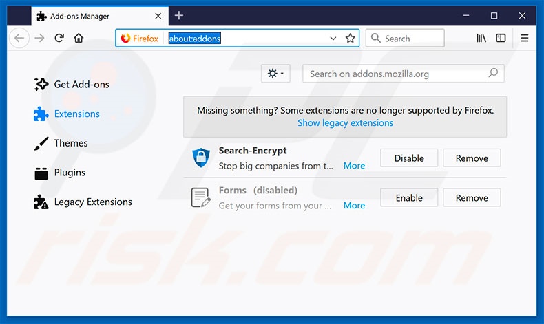 Removing Quick Searcher ads from Mozilla Firefox step 2
