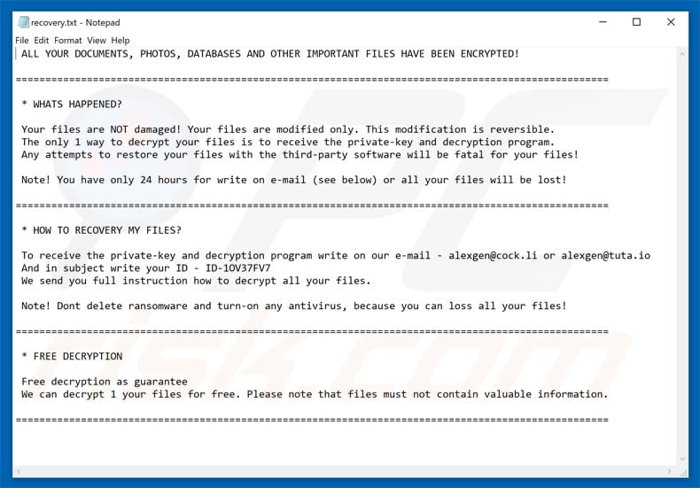 rapid ransomware recovery.txt file