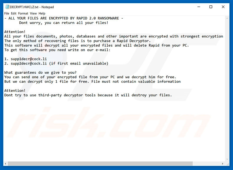 Rapid 2.0 decrypt instructions