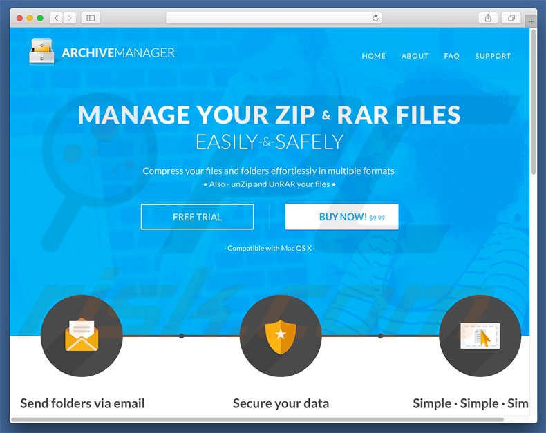 Website promoting Zip File browser hijacker