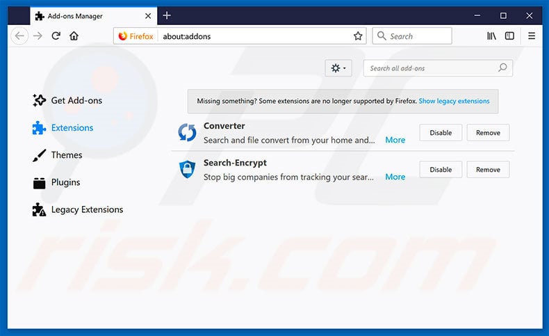 Removing search.searchfefc3.com related Mozilla Firefox extensions