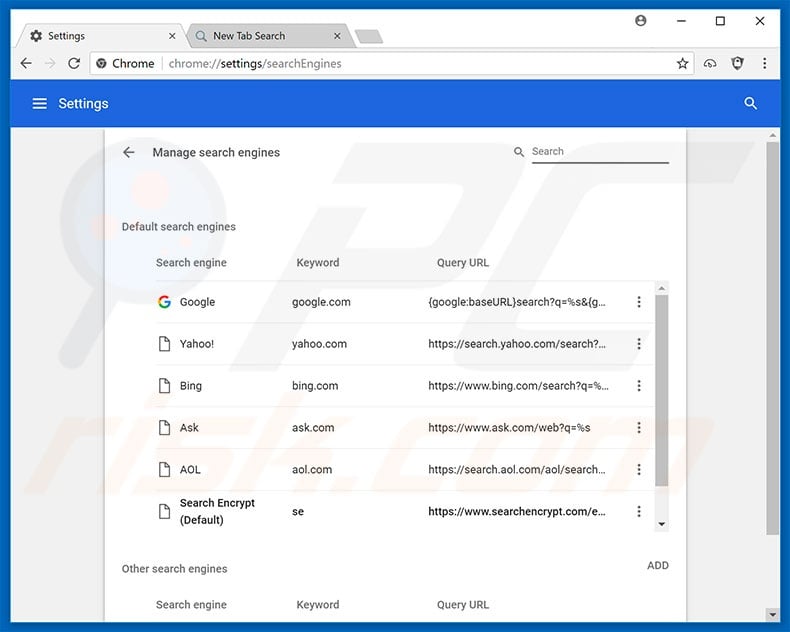 Removing search.searchfstn3.com from Google Chrome default search engine