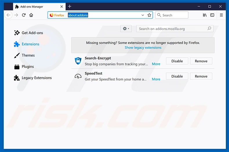 Removing search.searchfstn3.com related Mozilla Firefox extensions