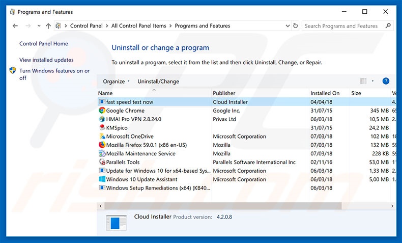 search.searchfstn3.com browser hijacker uninstall via Control Panel