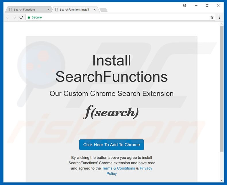 Website used to promote SearchFunctions browser hijacker