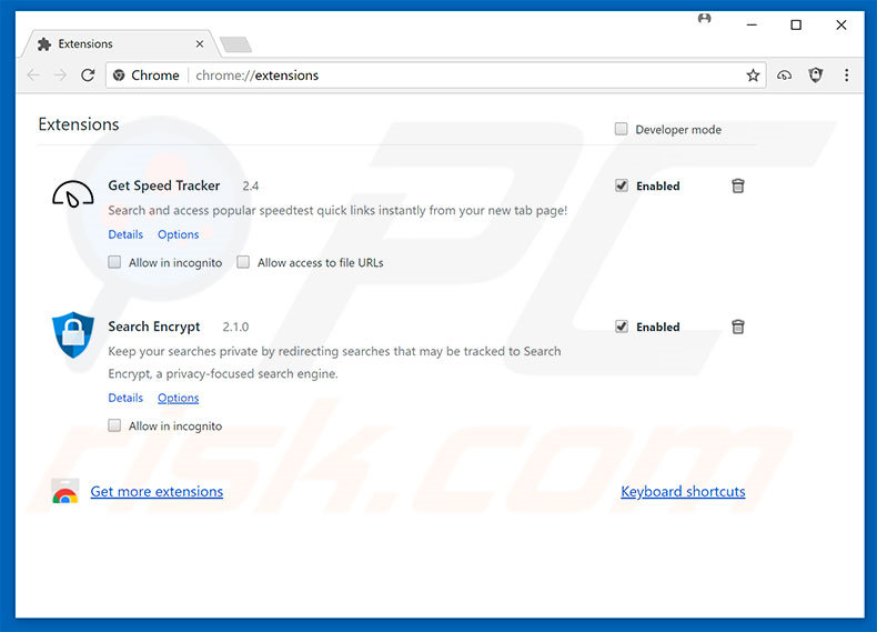 Removing search.searchgetstt.com related Google Chrome extensions