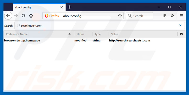 Removing search.searchgetstt.com from Mozilla Firefox default search engine