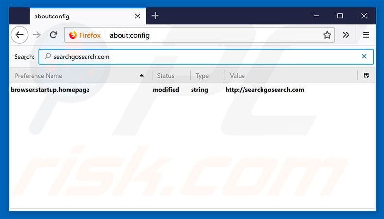 Removing searchgosearch.com from Mozilla Firefox default search engine