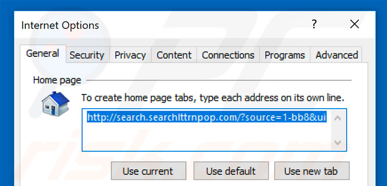 Removing search.searchlttrnpop.com from Internet Explorer homepage