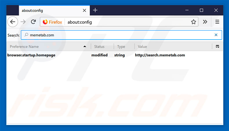 Removing search.memetab.com from Mozilla Firefox default search engine