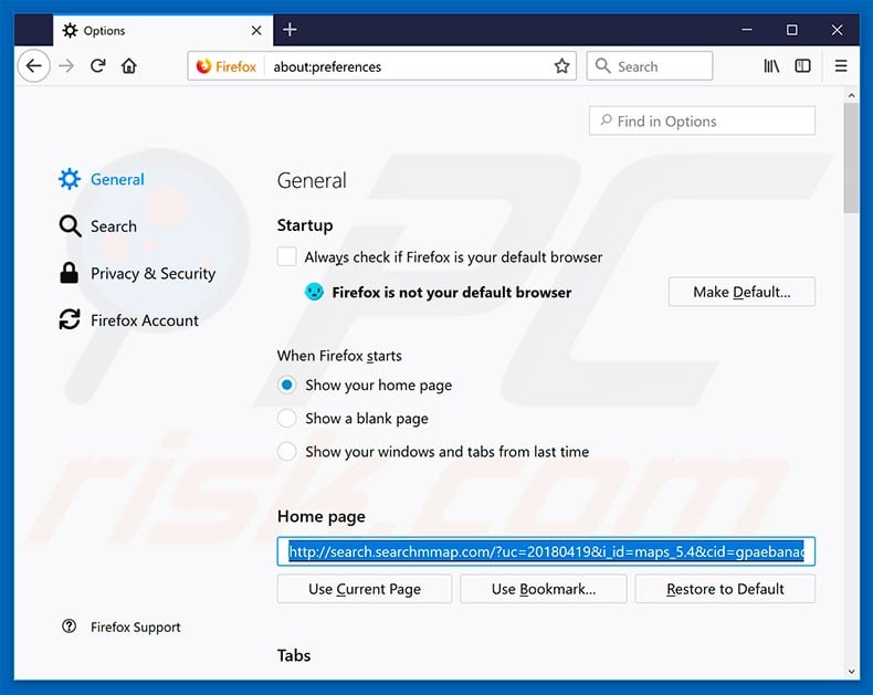 Removing search.searchmmap.com from Mozilla Firefox homepage