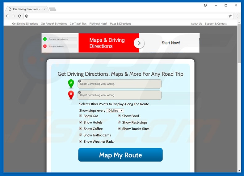 Website used to promote Maps Driving Directions browser hijacker