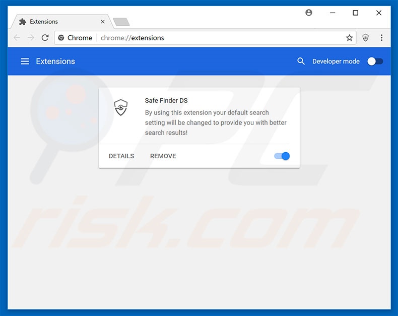 Removing search.safefinderds.com related Google Chrome extensions