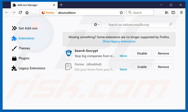 Removing search.safefinderds.com related Mozilla Firefox extensions