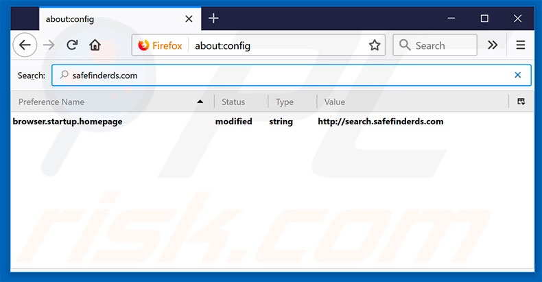 Removing search.safefinderds.com from Mozilla Firefox default search engine