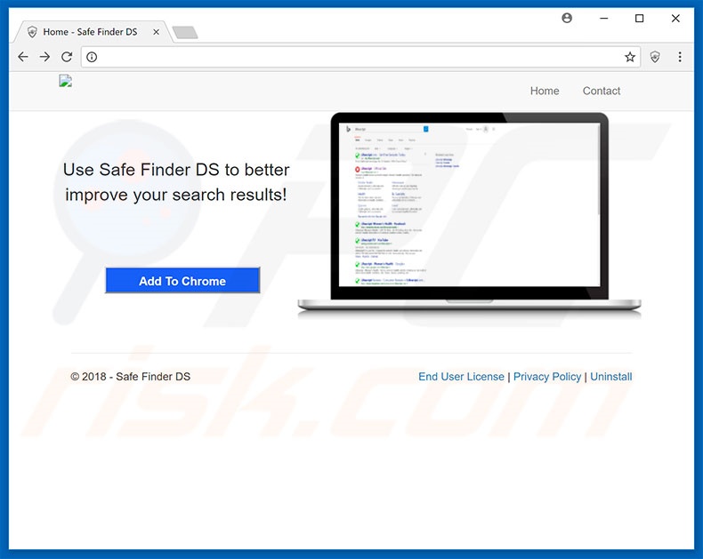 Website used to promote Safe Finder DS browser hijacker