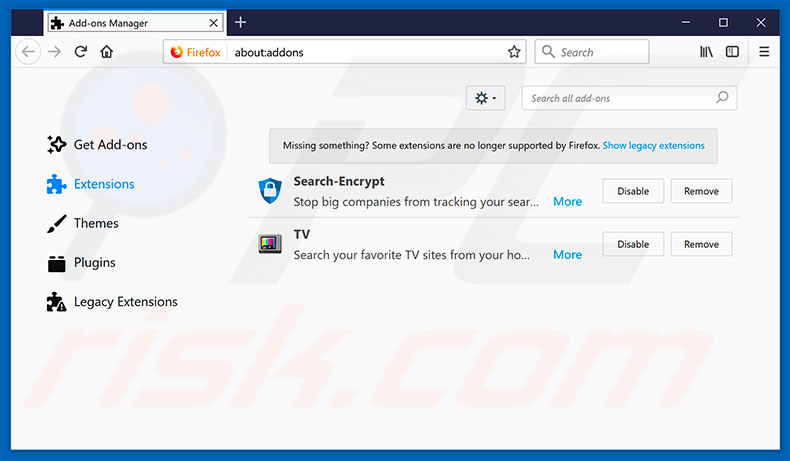 Removing search.seasytowatchtv2.com related Mozilla Firefox extensions