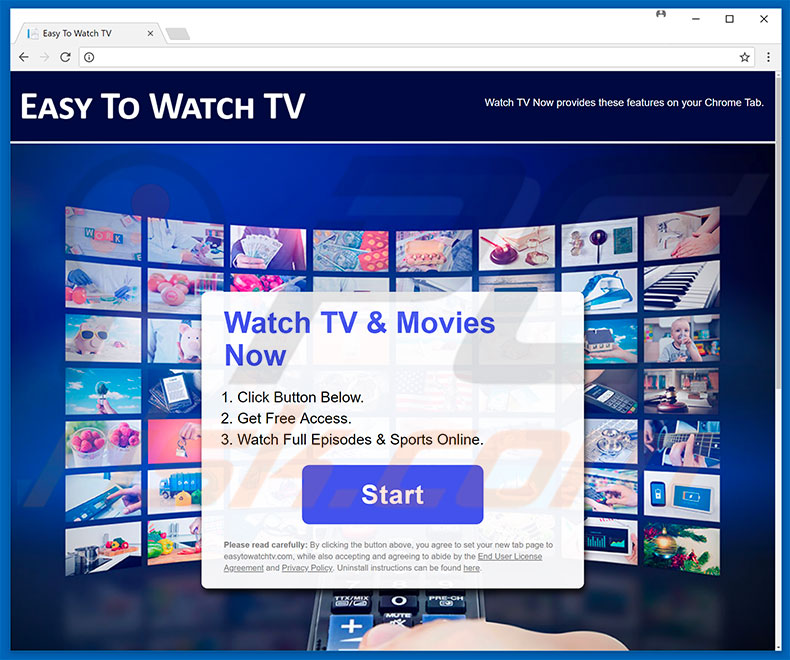 Website used to promote Easy To Watch TV browser hijacker