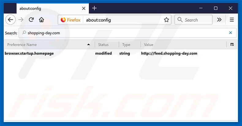 Removing feed.shopping-day.com from Mozilla Firefox default search engine