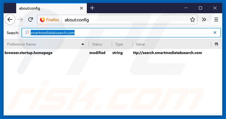 Removing search.smartmediatabsearch.com from Mozilla Firefox default search engine