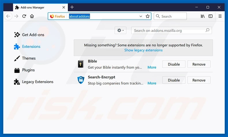 Removing sm.de related Mozilla Firefox extensions