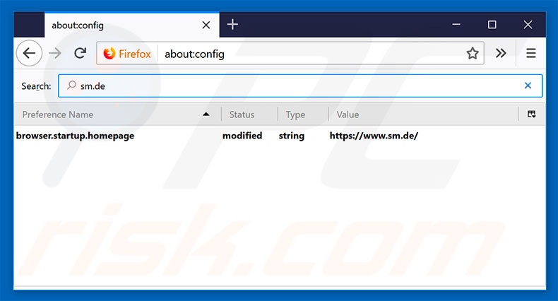 Removing sm.de from Mozilla Firefox default search engine