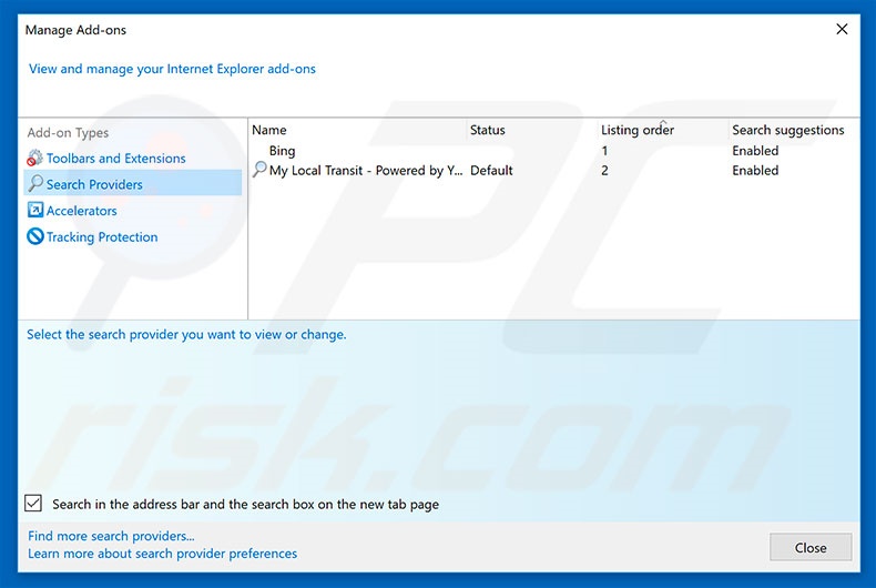 Removing stabers.club from Internet Explorer default search engine