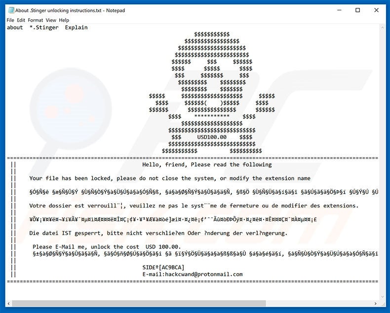 Stinger decrypt instructions