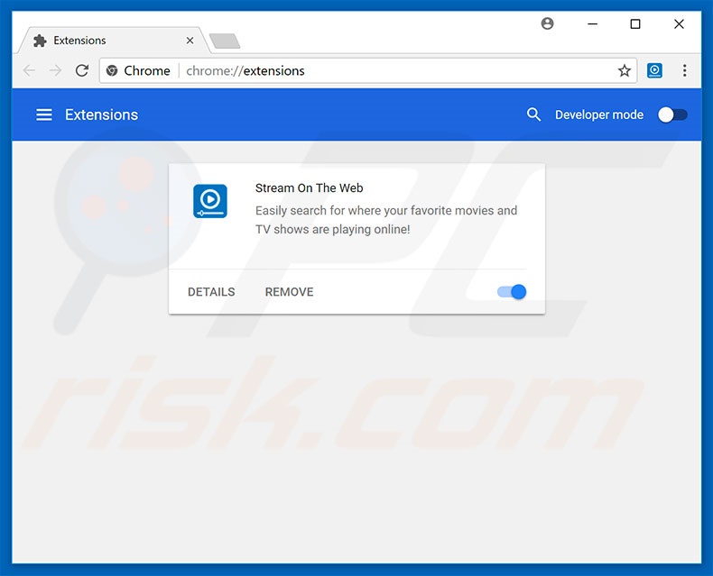 Removing home.streamontheweb.com related Google Chrome extensions