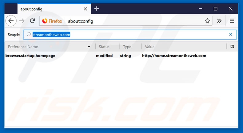 Removing home.streamontheweb.com from Mozilla Firefox default search engine