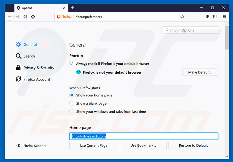 Removing str-search.com from Mozilla Firefox homepage