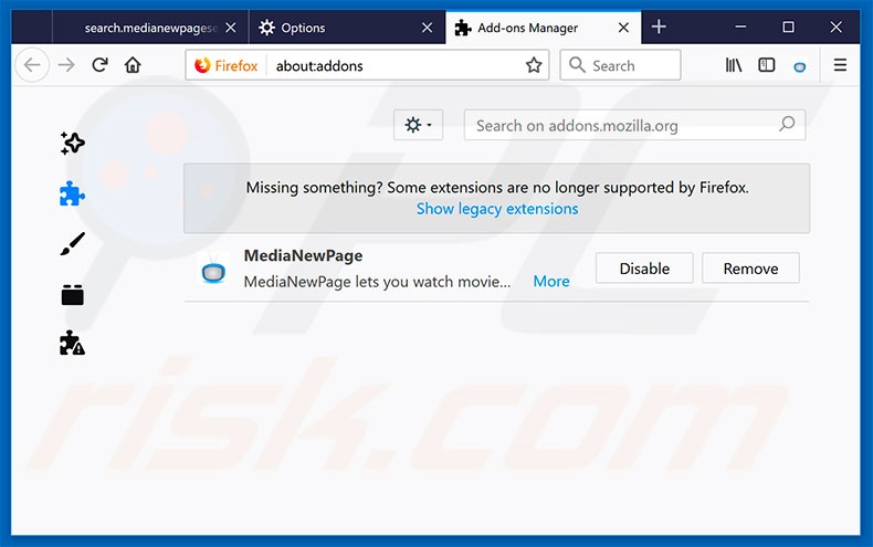 Removing surfnav.com related Mozilla Firefox extensions