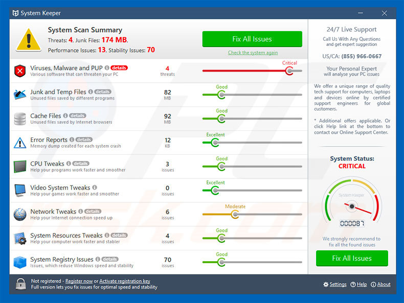 System Keeper potentially unwanted program